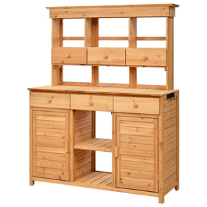 TOPMAX 65.7'' Tall Garden Potting Bench Table with Hutch