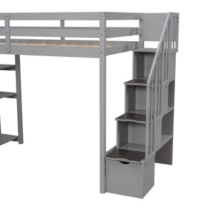 Loft Bed With Storage Drawers And Stairs With Shelves
