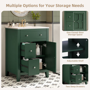 Bathroom Vanity With Basin, Rectangular Cabinet With 2 Drawers And Soft Closing Door