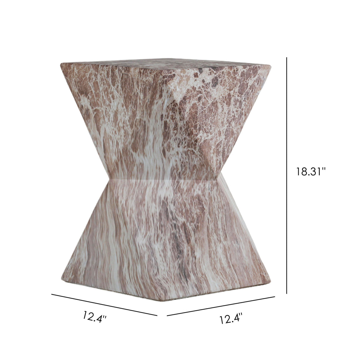 Round Outdoor Geometric End Table - Marble