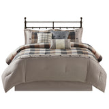 7 Piece Herringbone Comforter Set Neutral California King