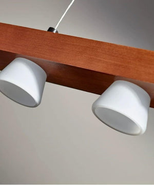 Adesso Burlington 24" W LED 4 Light Island/Dining Modern Pendant, Walnut Brushed Steel Metal Finish