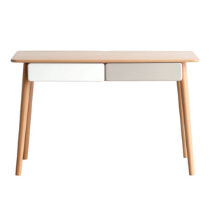 Computer Desk Large Size Office Desk With 2 Drawers, Modern Simple Style PC Table With Gap Design For Home Office - White / Gray