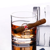 2-Pack Whiskey Glass with Built-in Cigar Rest and Cigar Cutter