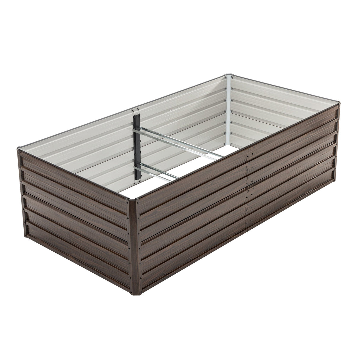 Woodgrain Galvanized Raised Garden Bed Kit with Metal Strength - Brown