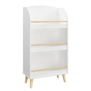Bookshelf 3 Tier Book Organizer With Toy Storage - White