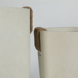 Round Concrete Planter Set of 2, Large Handmade Off White Pots