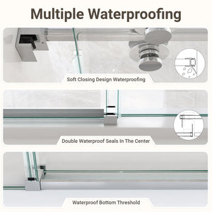 44"-48"W x 76"H Frameless Single Sliding Shower Door