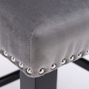 Contemporary Upholstered Wing-Back Barstools With Button Tufted Decoration And Wooden Legs, And Nailhead Trim, Leisure Style Bar Chairs, Bar Stools (Set of 2)