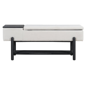 TREXM Farmhouse Upholstered Storage Bench with Hidden Compartment