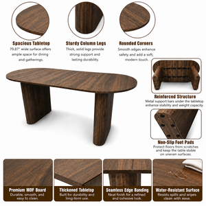70.8" Oval Dining Table for 4-8 Persons