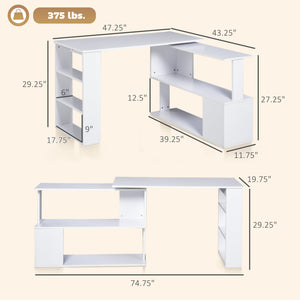 Writing Table Workstation: L Shaped Corner Computer Desk