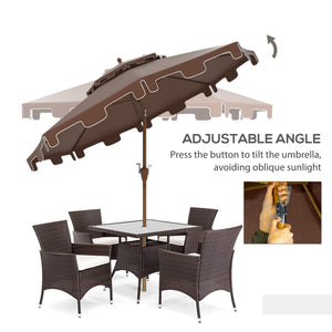 Outsunny 9' Patio Umbrella with Push Button Tilt and Crank