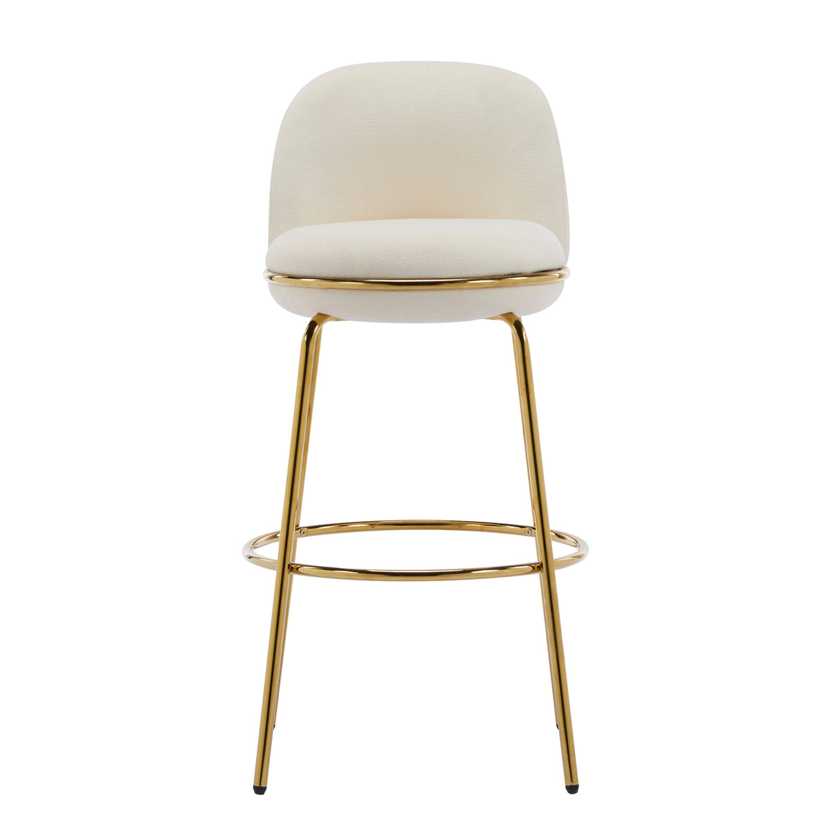 Rio Claro Indoor Metal Upholstered Barstool with Gold Finished Frame and Beige UpholsterySet of 2