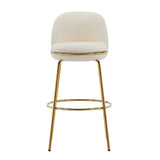 Rio Claro Indoor Metal Upholstered Barstool with Gold Finished Frame and Beige UpholsterySet of 2