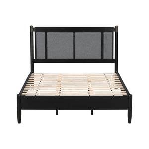 Solid Wood Queen Bed, Heavy Duty 500 lbs Support, No Box Spring Needed