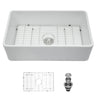 Farmhouse Ceramic Apron Front Single Bowl Kitchen Sink with Durable Design - White or Black