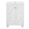 Bathroom Vanity With Ornate Elliptical Motif, Soft Close Hinges