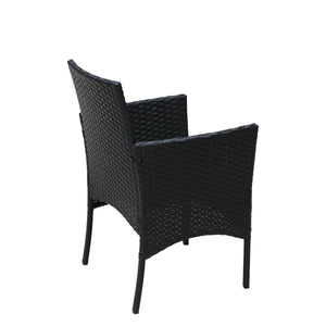 4 PC Rattan Patio Furniture Set with Cushions - Black and Green