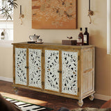 Accent Cabinet With 4 Doors Farmhouse Sideboard Buffet Cabinet