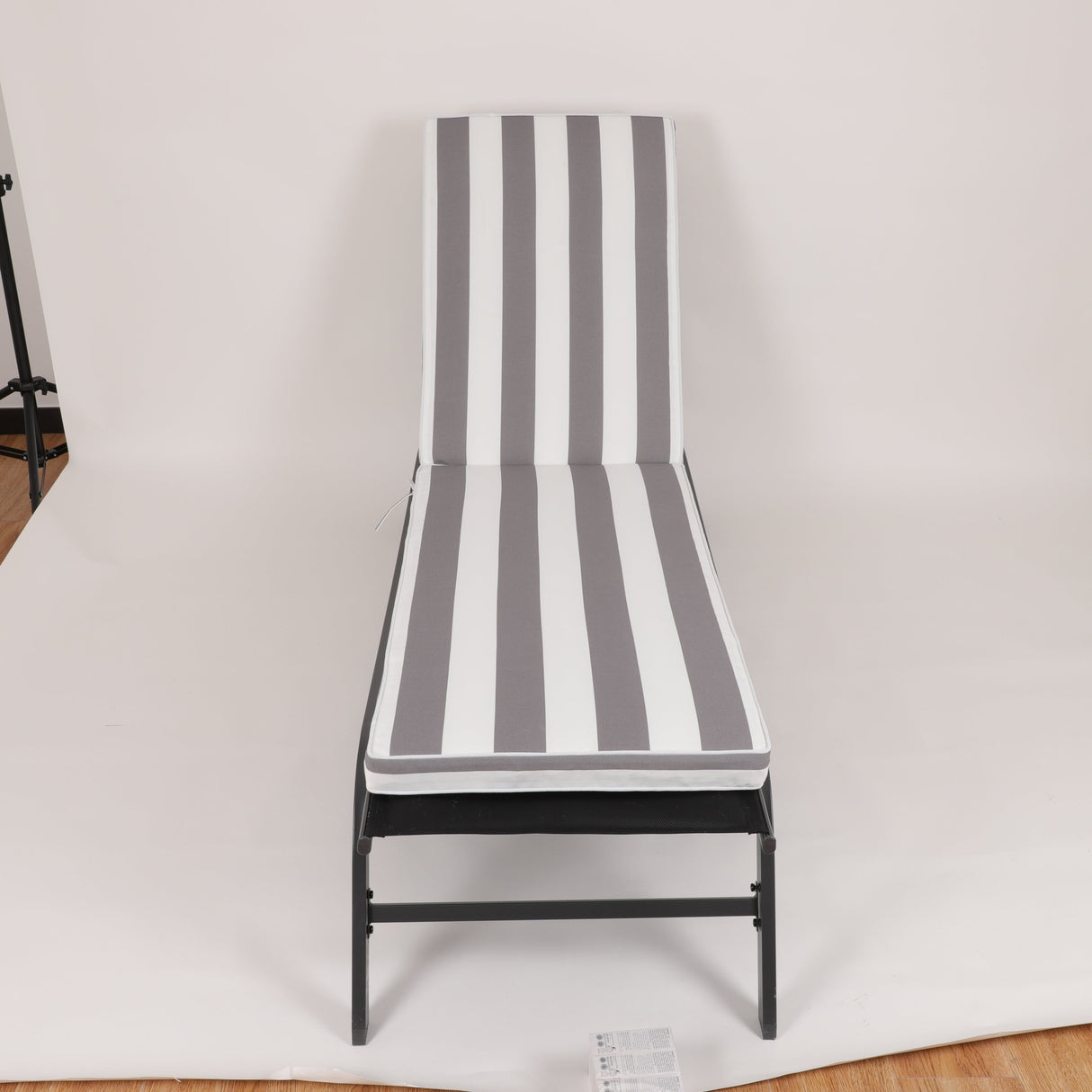 2-Piece Outdoor Chaise Lounge Cushion Set, Grey/White