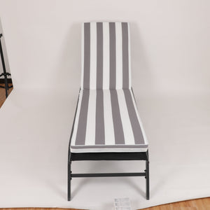 2-Piece Outdoor Chaise Lounge Cushion Set, Grey/White