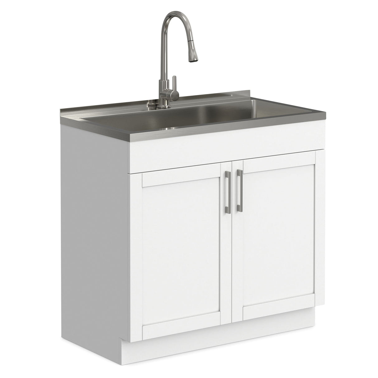 Modern Shaker All-In-One Laundry Utility Sink And Cabinet with Pull Out Faucet