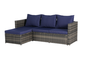 2 Pieces Patio Furniture Set, Outdoor Woven Sectional L-Shaped Patio Furniture
