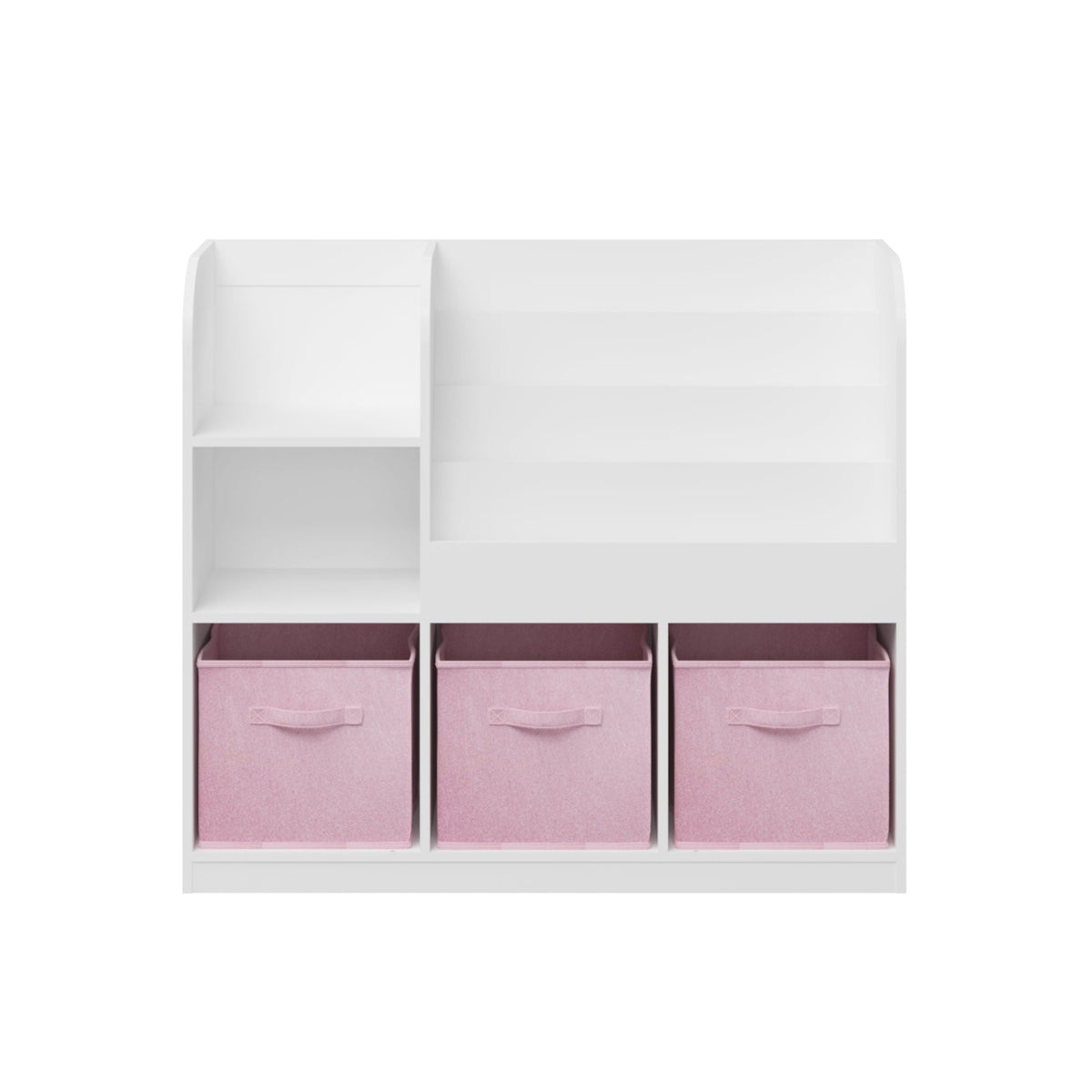 Bookcase and Bookshelf with 3 Collapsible Drawers - Pink or Dark Gray