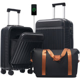Front Opening Luggage Set 3 Piece with USB Port and TSA Lock