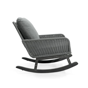 Contemporary Minimalist Wicker Rocking Chair With Soft Cushions And Durable Wooden Frame