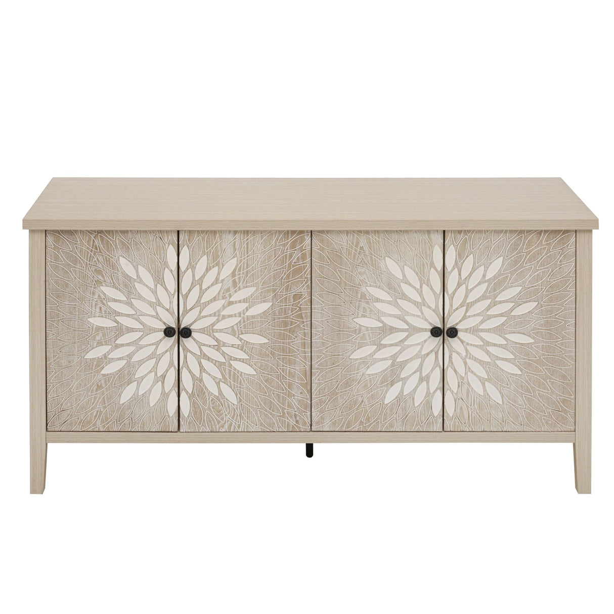 Modern Storage Cabinet With 4 Doors & Adjustable Shelves
