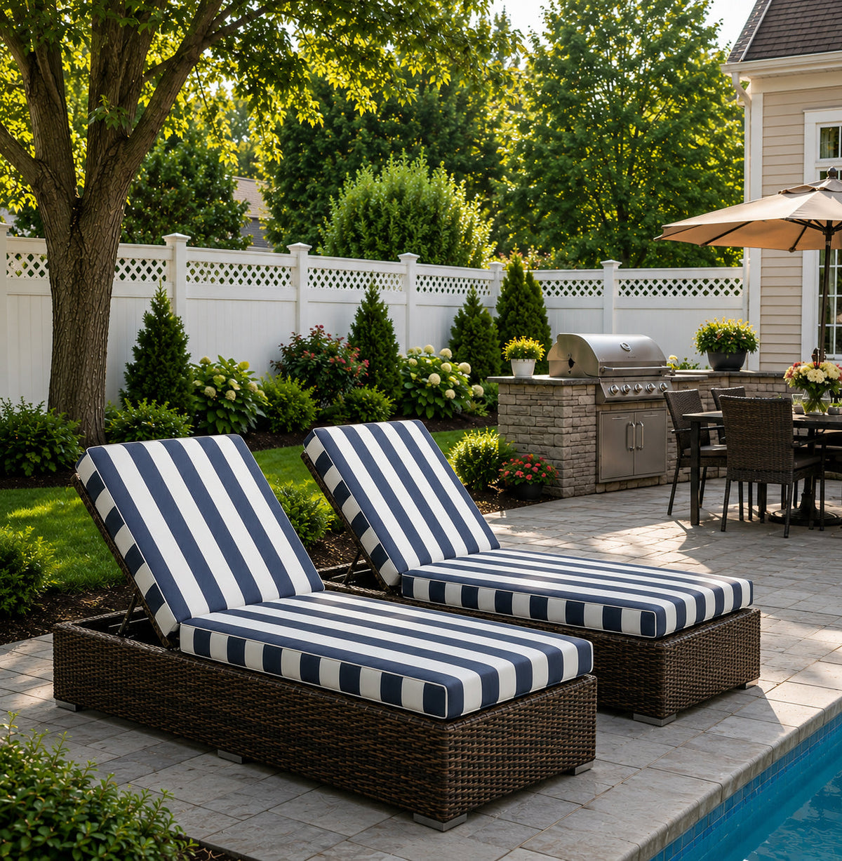 Outdoor Chaise Lounge Cushions Set of 2