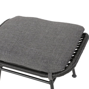 Outdoor Modern Boho Wicker Ottoman With Cushions (Set of 2)