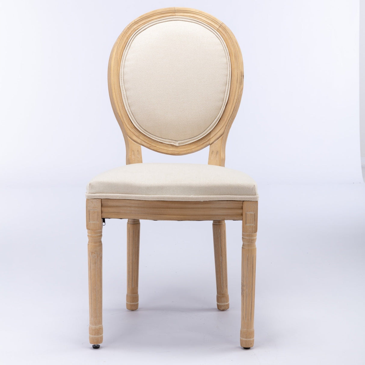 French Style Solid Wood Frame Linen Back Dining Chair Set of 2