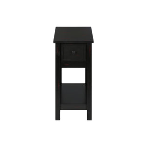 Accent End Table, 2 Tier, Narrow, Lamp, Storage Drawer, Charming Design