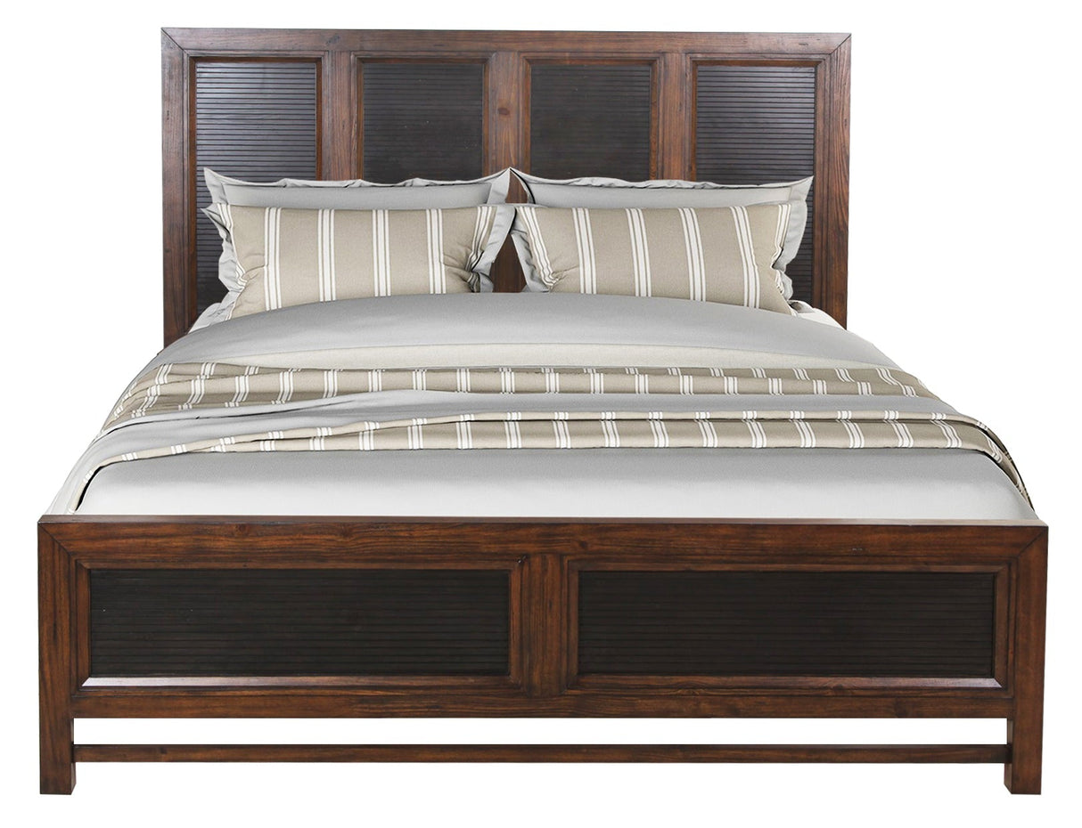Queen Size Panel Bed Two-Tone Finish