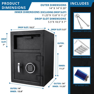 Solid Steel Keypad Depository Safe with Digital Access - Black