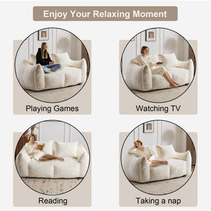 Giant Bean Bag Couch, Ultra Soft Fluffy Loveseat For Living Room