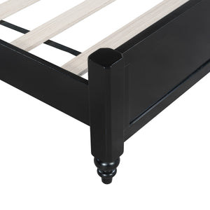 King Bed Frame Solid Wood Platform with Slats - Modern