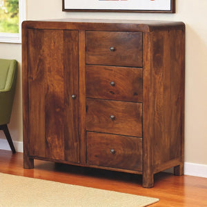 Solid Wood Aspen Cabinet, 2 Shelves, 4-Drawers