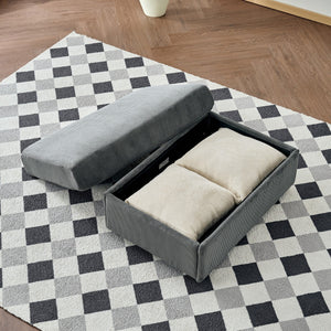 Comfy Corduroy Oversized Chaise Lounge Chair with Ottoman and Storage