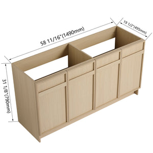 Modern Freestanding Bathroom Vanity with Soft Close Cabinet Doors - Light Brown