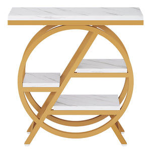 Modern Narrow End Table With 3 Tier Shelves