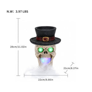 LED Light-Up Skull with Top Hat & Mist Maker