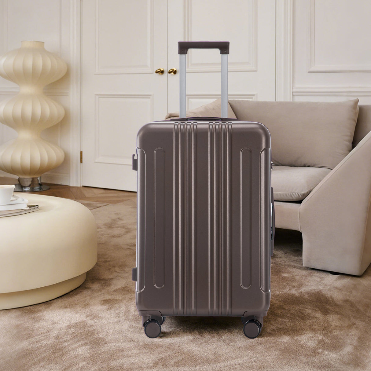 3 Piece ABS Spinner Wheel Luggage Set (Brown)