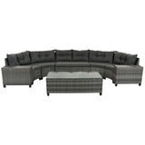 8-piece outdoor wicker round sofa set, half-moon sectional set all weather