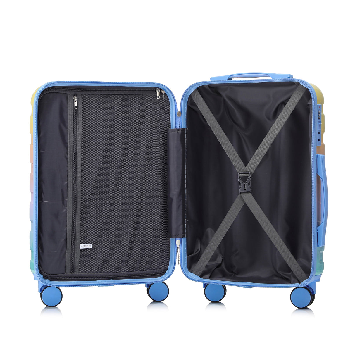 14'/20' 2-Piece PC Spinner Wheel Luggage Set in Gradient Blue and Yellow