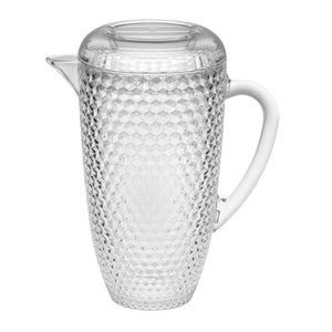 Diamond Cut Unbreakable Plastic Water Pitcher with Lid, 2.5 Quarts, Clear Acrylic, Easy-Pour Spout
