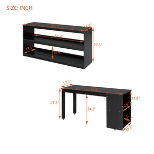 Loft Bed With Retractable Writing Desk And 3 Drawers With Storage Stairs And Shelves